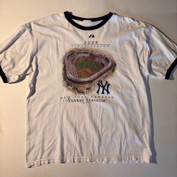 Vtg Majestic New York Yankees Stadium Final Season Men’s  Ringer T-shirt XXL - Picture 1 of 8